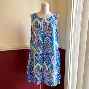 Escape By Habitat Crinkle Shift Dress in Coloful paisley